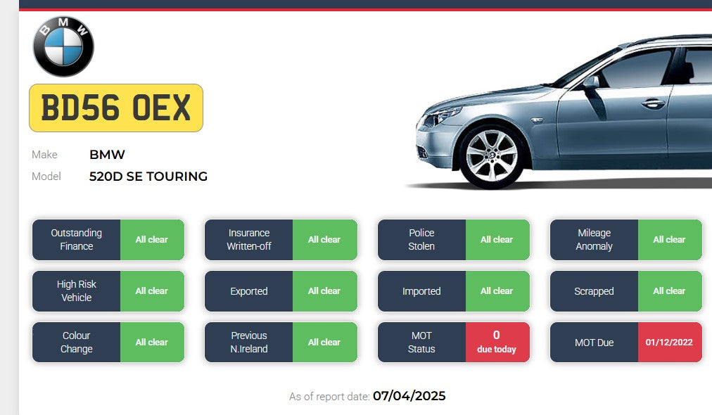 2006 BMW 520D SE TOURING – 2.0 DIESEL MANUAL ESTATE - NO VAT ON HAMMER
