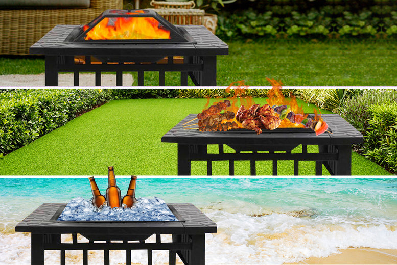 FREE DELIVERY - JOBLOT OF 5 X 3-IN-1 LARGE SQUARE FIRE PIT (SBA-00126)