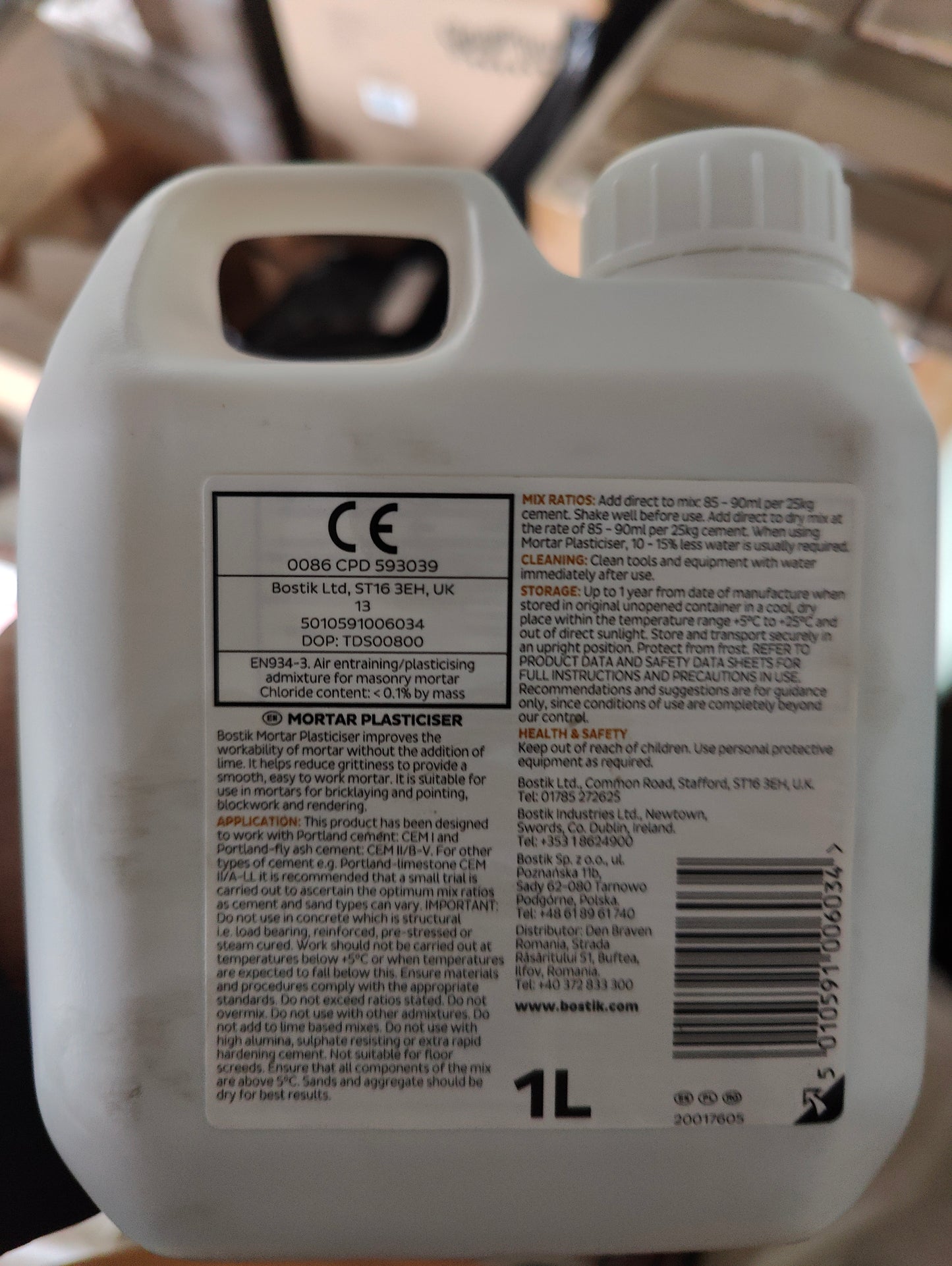 48 X BOSTIK MORTAR PLASTICISER 1L BOTTLES