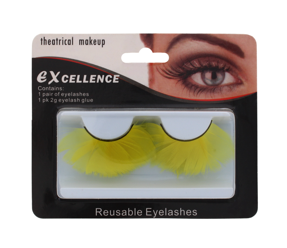 96 X YELLOW FEATHER EYELASHES