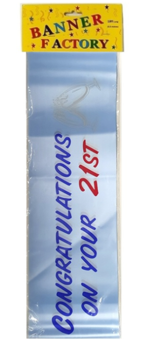 100 X CONGRATULATIONS ON YOUR 21TH BLUE BANNER