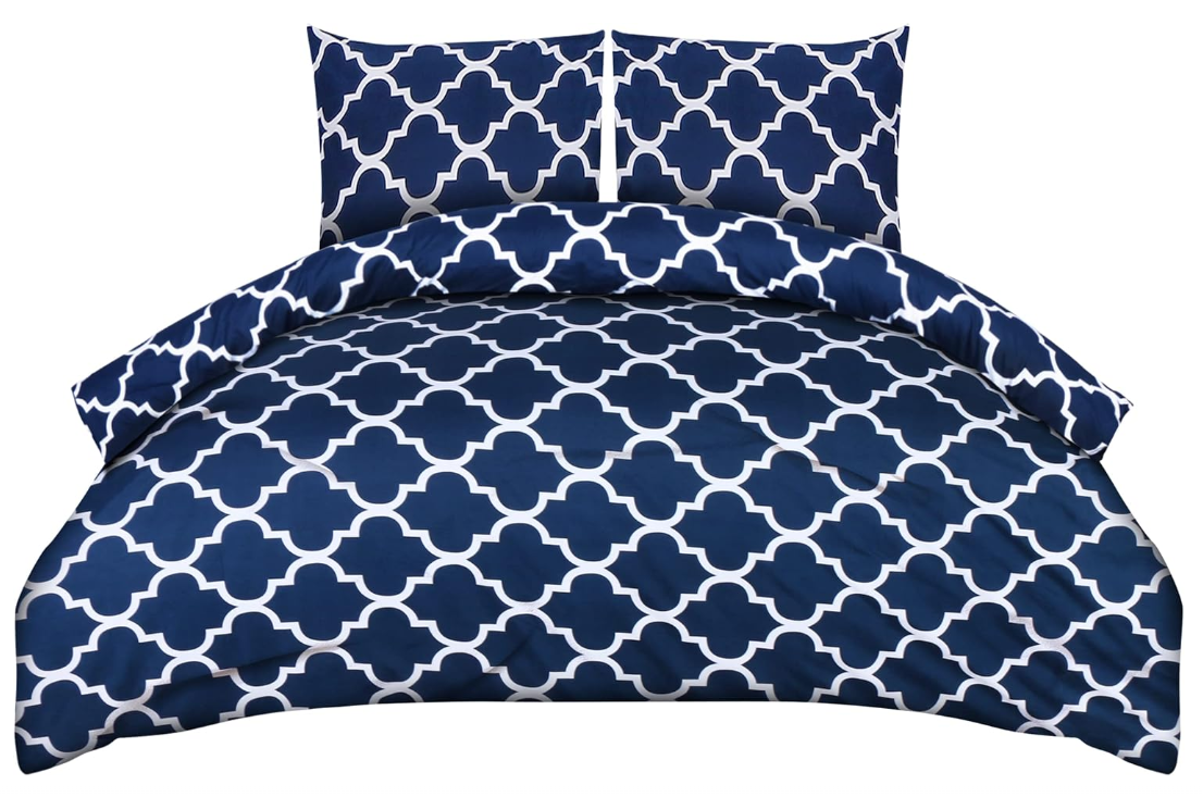 200 X NEW UTOPIA BEDDING PRINTED NAVY DUVET COVER SETS | RRP £2,598 | BULK CLEARANCE
