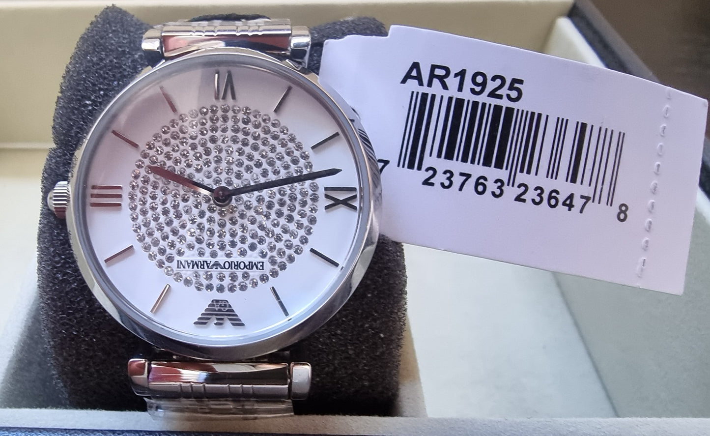 EMPORIO ARMANI GIANNI 32MM SILVER DIAL STEEL LADIES QUARTZ WATCH AR1925