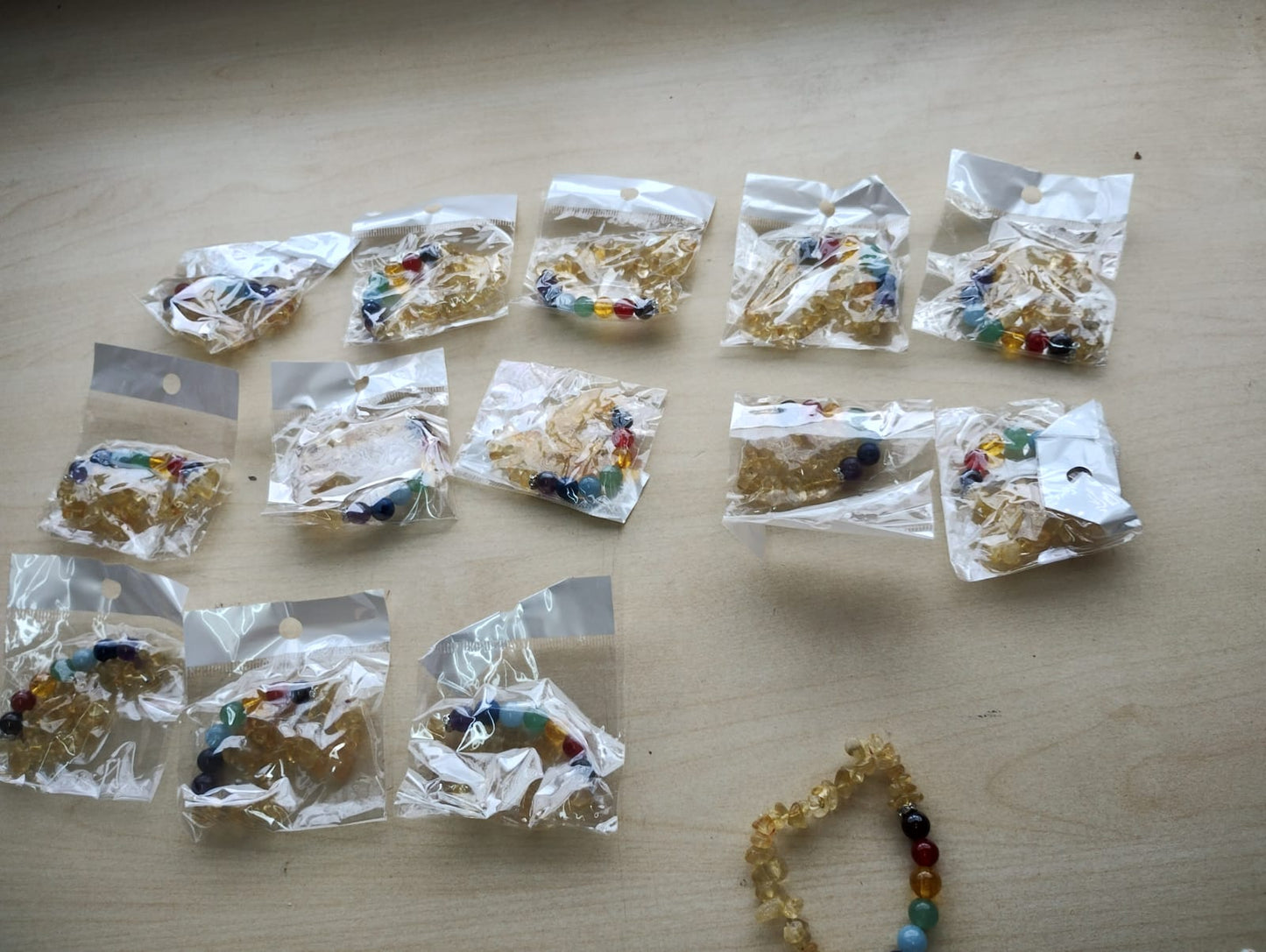 CITRINE CHIP RHINESTONE CHAKRA CRYSTAL CHIP BRACELET JOB LOT OF - 14- BRAND NEW