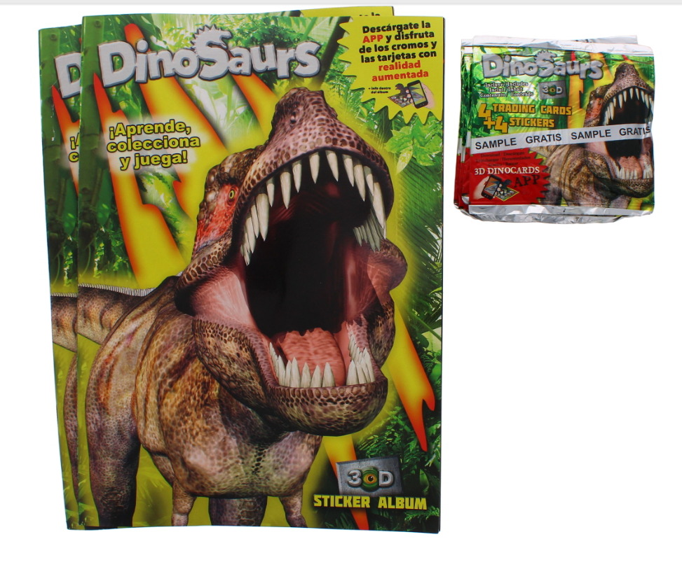 60 X 2PK DINO ALBUM & 10 STICKERS -SPANISH