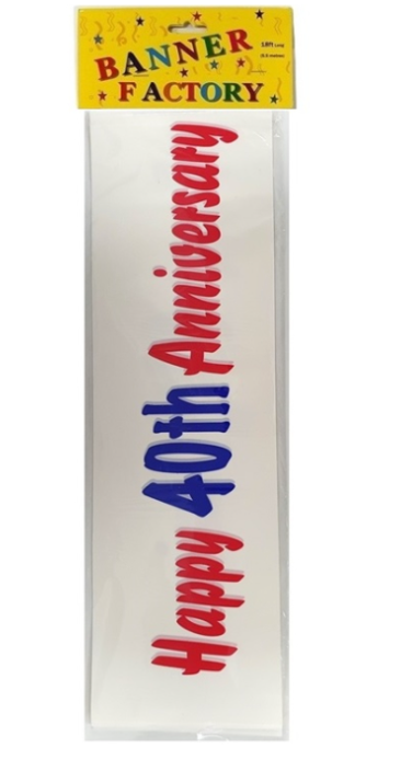 100 X HAPPY 40TH BIRTHDAY BANNER WHITE