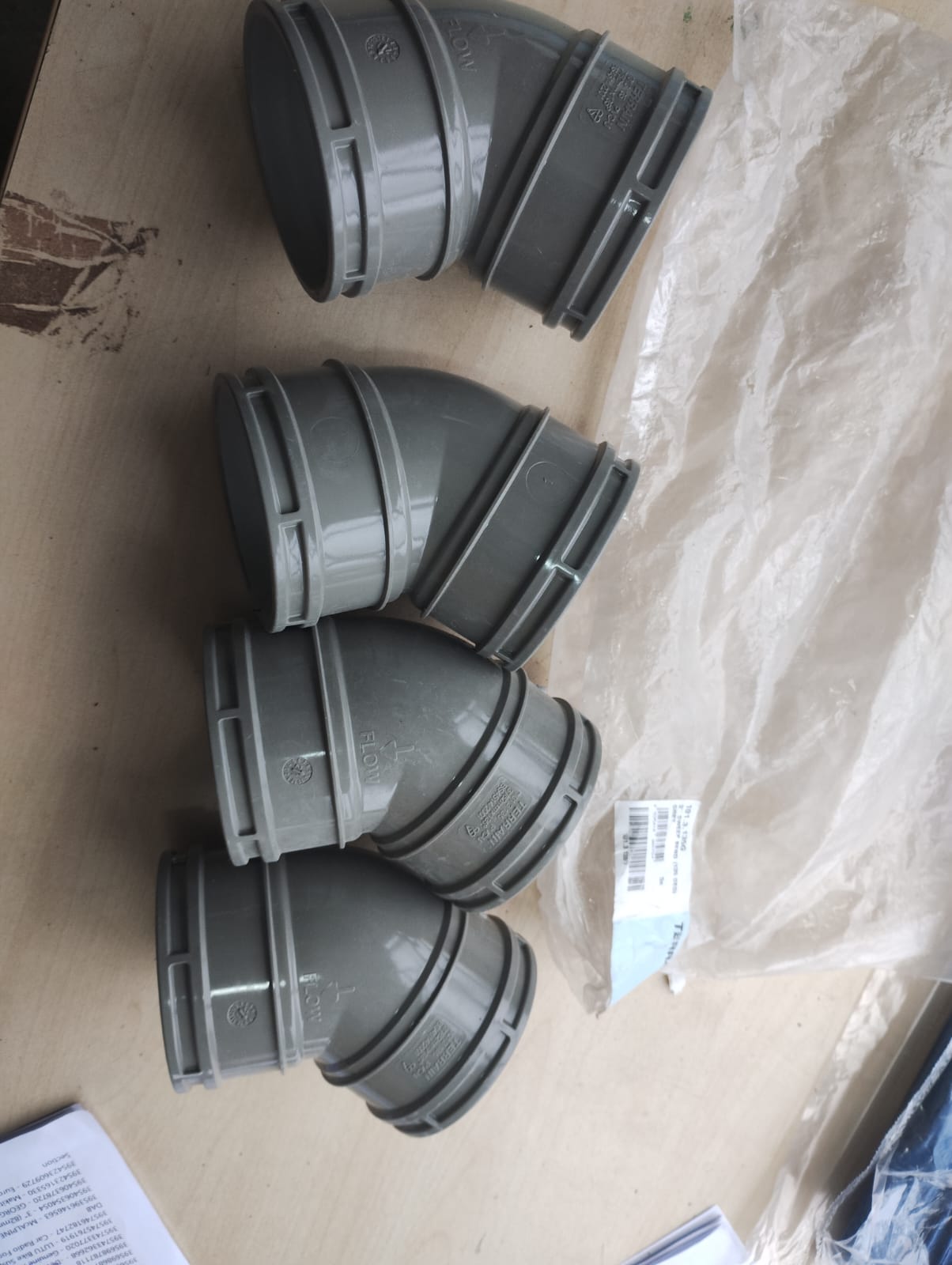 TERRAIN - 3" (82MM) SWEEP BEND (135⁰) GREY - POLY PIPE TERRAIN - 101.3.135G - NEW PACK OF 4