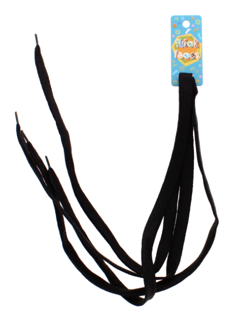 48 X METALLIC BLACK THICK SHOE LACES