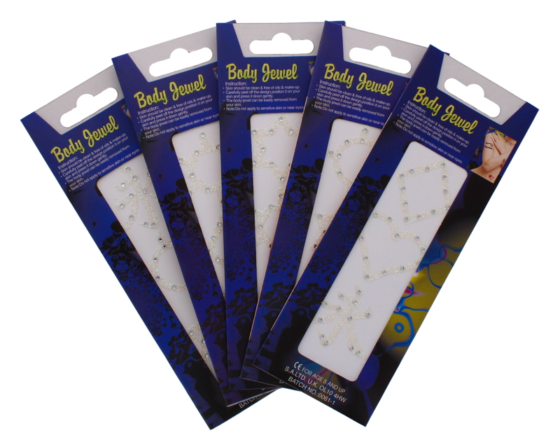 720 X BODY JEWELS/ASSTD DESIGNS/SELF ADHESIVE