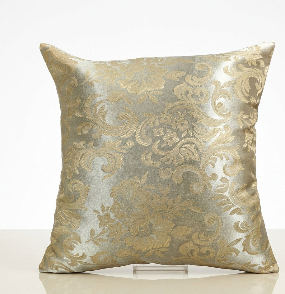 X100 PREMIUM GOLD YELLOW FLOCK CUSHIONS COVERS - FLORAL DESIGN- MEASURES 16X16"/40X40CM
