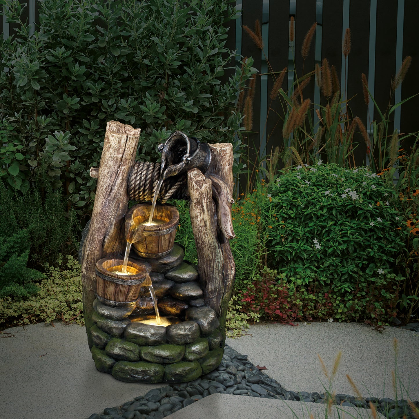 51CM 3 LED LOW VOLTAGE POLYRESIN WELL WATER FEATURE