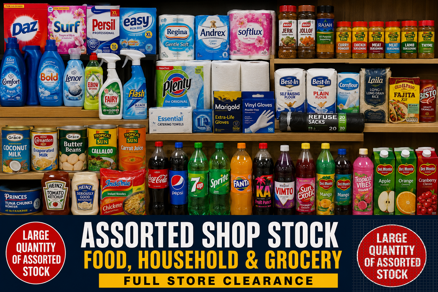 ASSORTED SHOP STOCK – FOOD, HOUSEHOLD & GROCERY – FULL STORE CLEARANCE