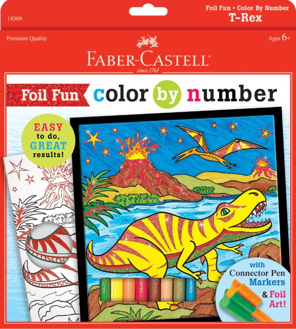 48 X NEW FABER CASTELL FOIL FUN PAINT BY NUMBER-T REX