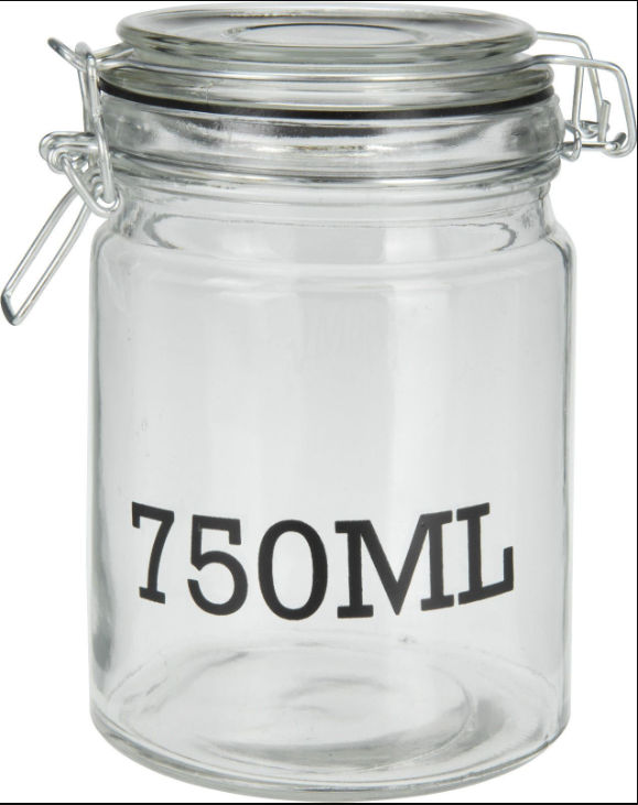 274 X NEW DC1000420 / 456312 - CLIP TOP STORAGE GLASS JAR - 750 ML
