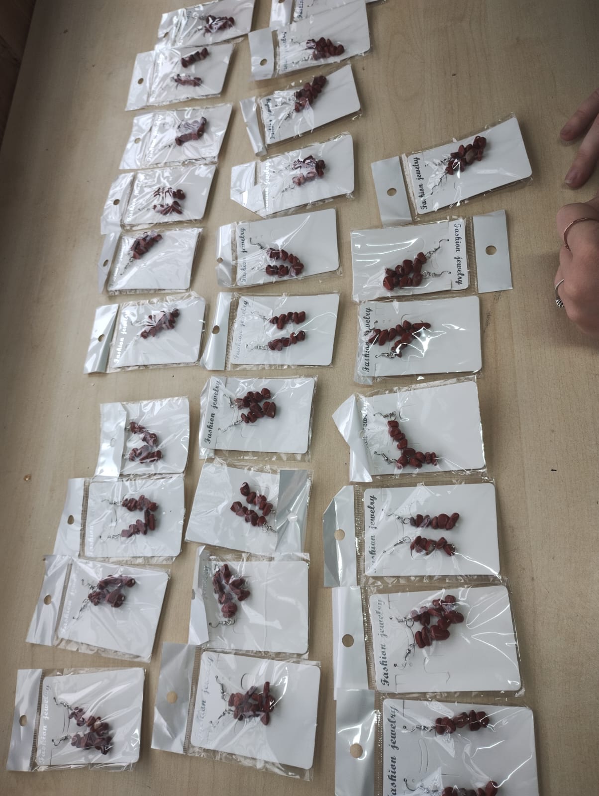 RED JASPER CRYSTAL CHIP SS HANGING EARRING SETS - JOBLOT OF 27- BRAND NEW