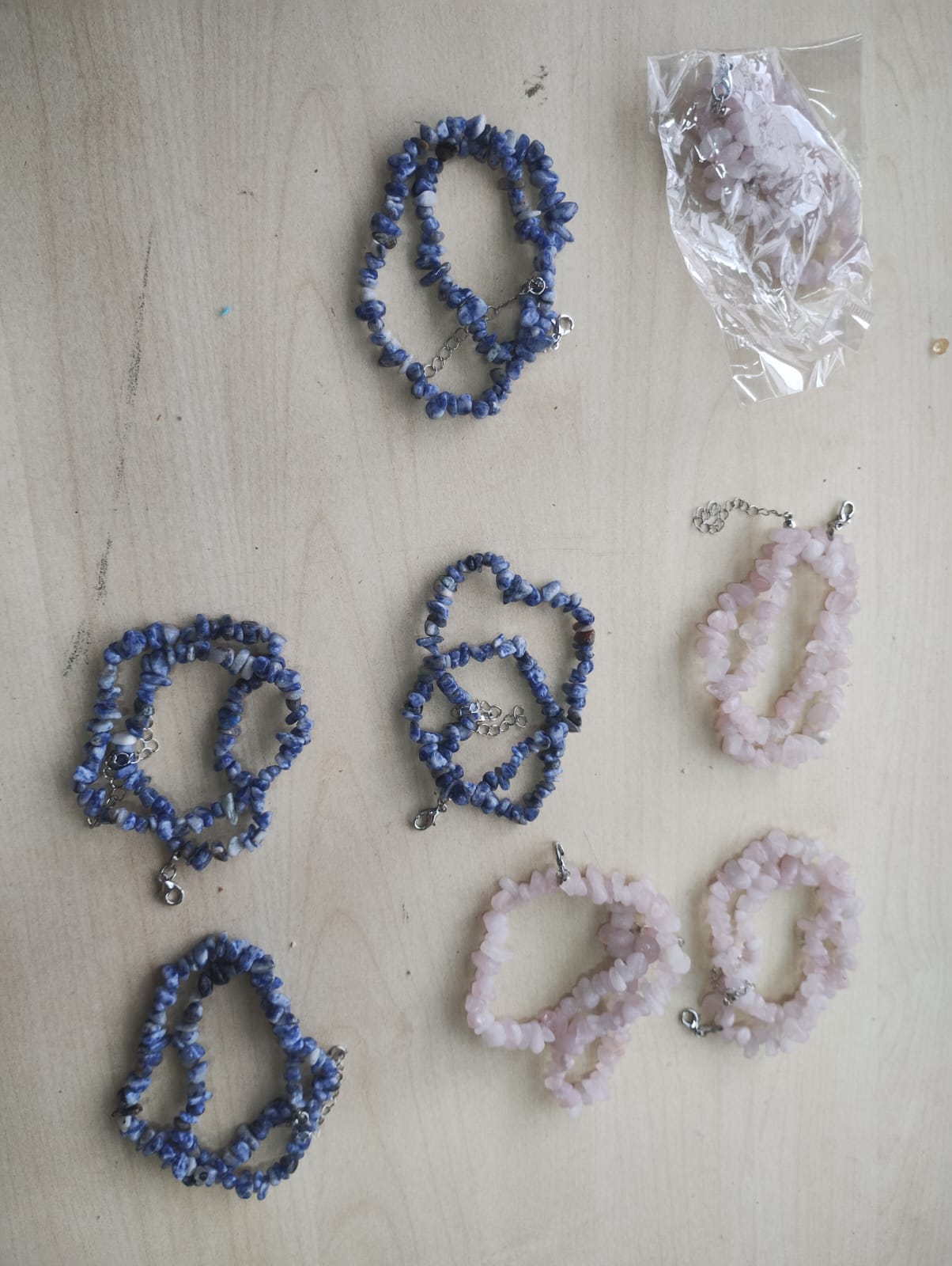 LAPIS + RQ CRYSTAL CHIP 2 STRAND BRACELET JOB LOT OF 8 BRAND NEW