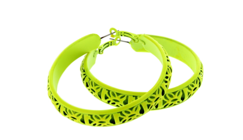 48 X NEON YELLOW HOOP EARRING