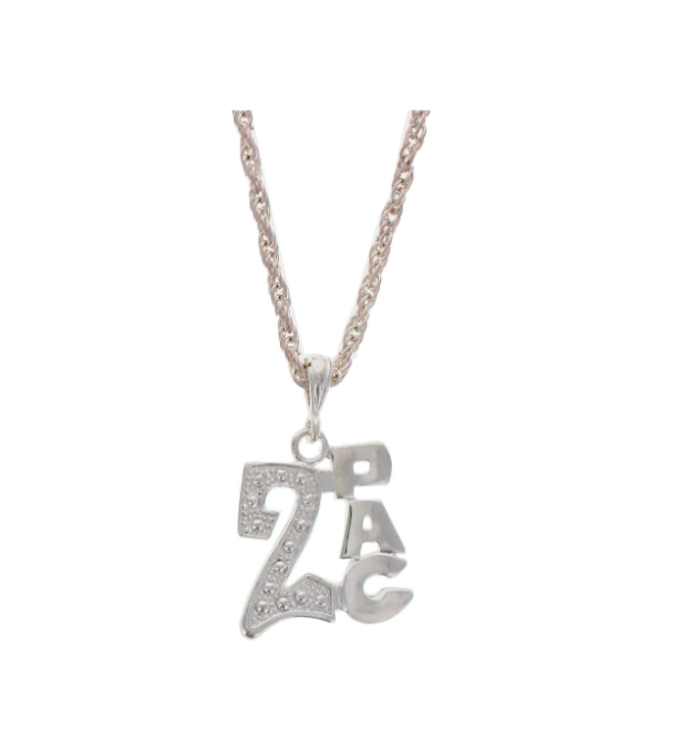24 X 2PAC PENDANT NECKLACE SILVER