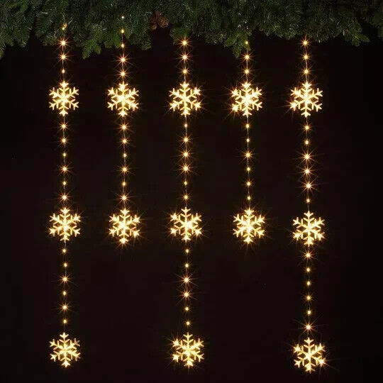 JOB LOT OF 21 NOMA SNOWFLAKE CURTAIN LIGHTS 0.9M X 1.2M 234 WARM WHITE LED'S CHRISTMAS LIGHTS