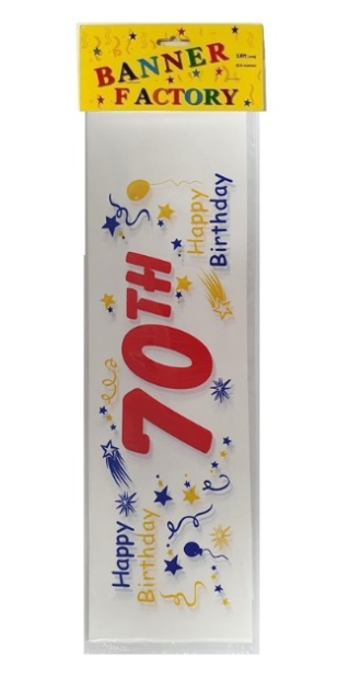 100 X HAPPY 70TH BIRTHDAY BANNER WHITE