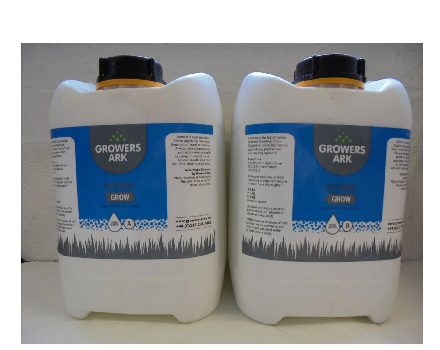 GROWERS ARK HYDRO GROW HARD WATER A&B NUTRIENT SET - 2-PART LIQUID PLANT FOOD
