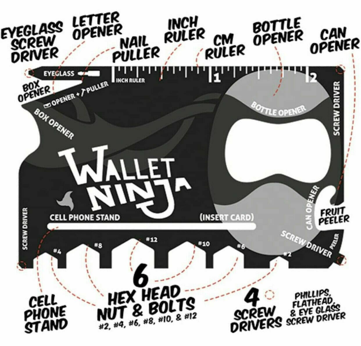 200 X BRAND NEW WALLET NINJA MULTI-TOOL 18 IN 1 CREDIT CARD