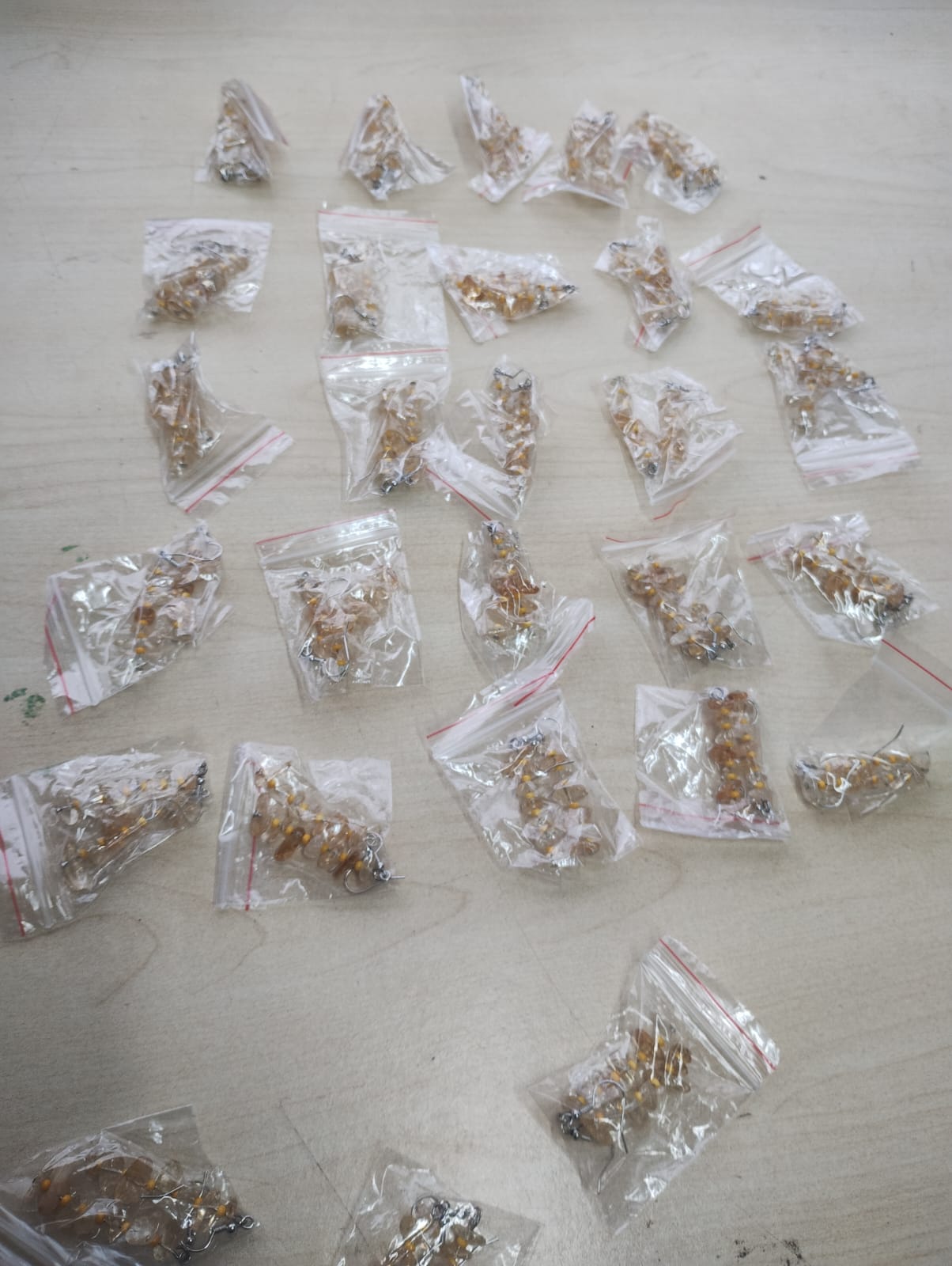 CITRINE CRYSTAL CHIP SMALL SS BEADED HANGING EARRING SETS - JOBLOT OF 28- BRAND NEW