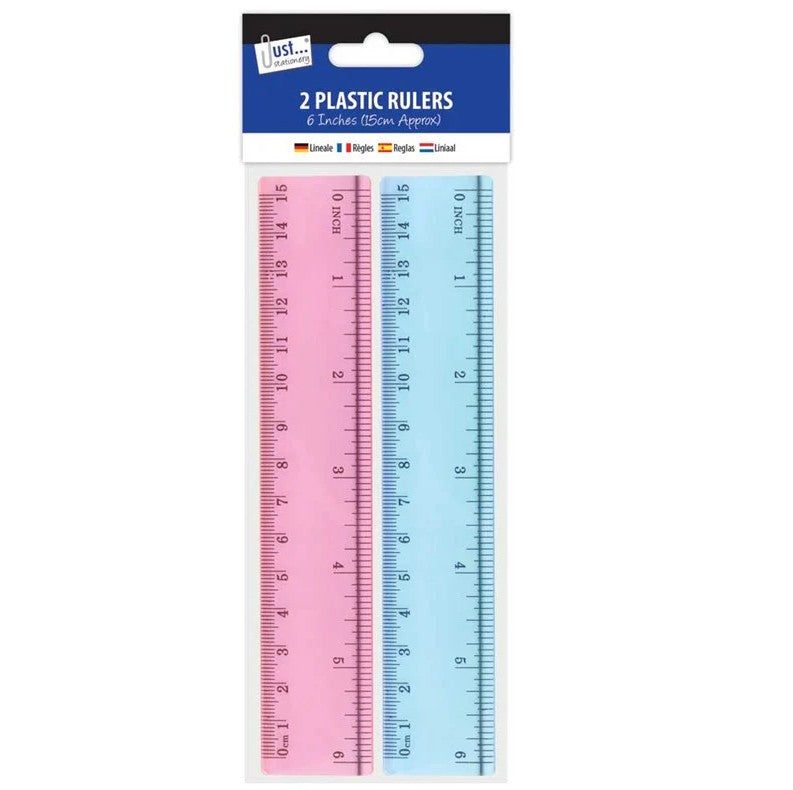 240 X NEW 2 PACK 6" PLASTIC RULERS ASSORTED COLOURS