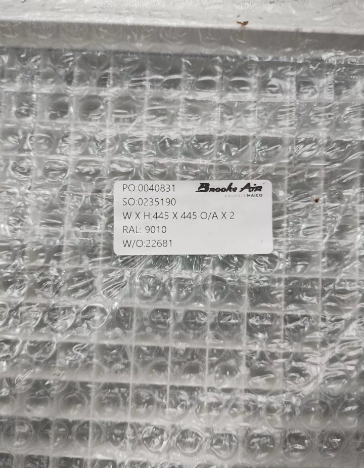 JOBLOT OF 10-BROOKE AIR INTRUMESCENT AIR TRANSFER GRILLE 445 X 445 MMFIRE RATED - 2PACK -