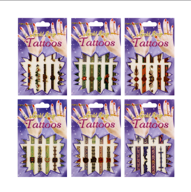 720 X TEMPORARY FASHION TATTOOS IN DISPLAY - GOLD RING