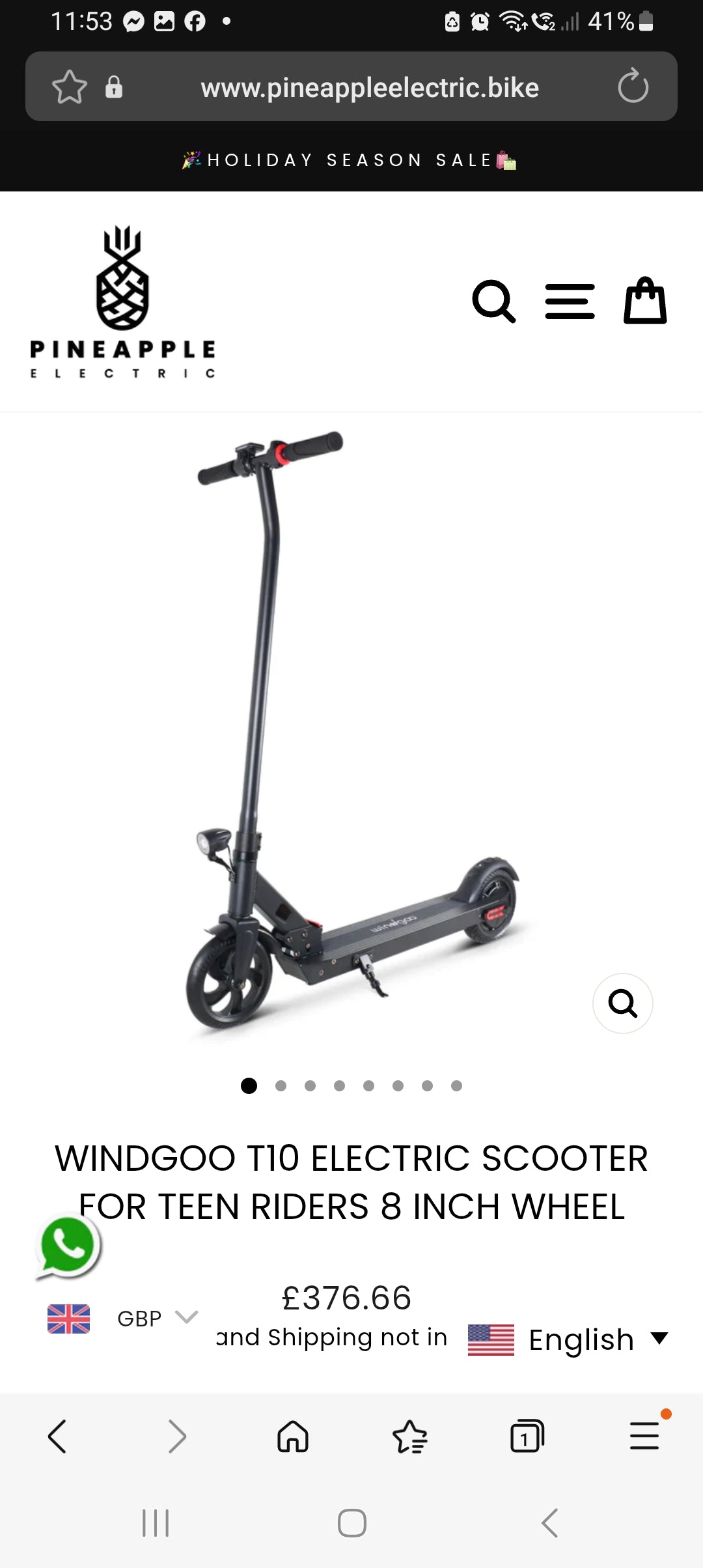 1 X BRAND NEW WINDGOO T10 ELECTRIC SCOOTERS RRP £370