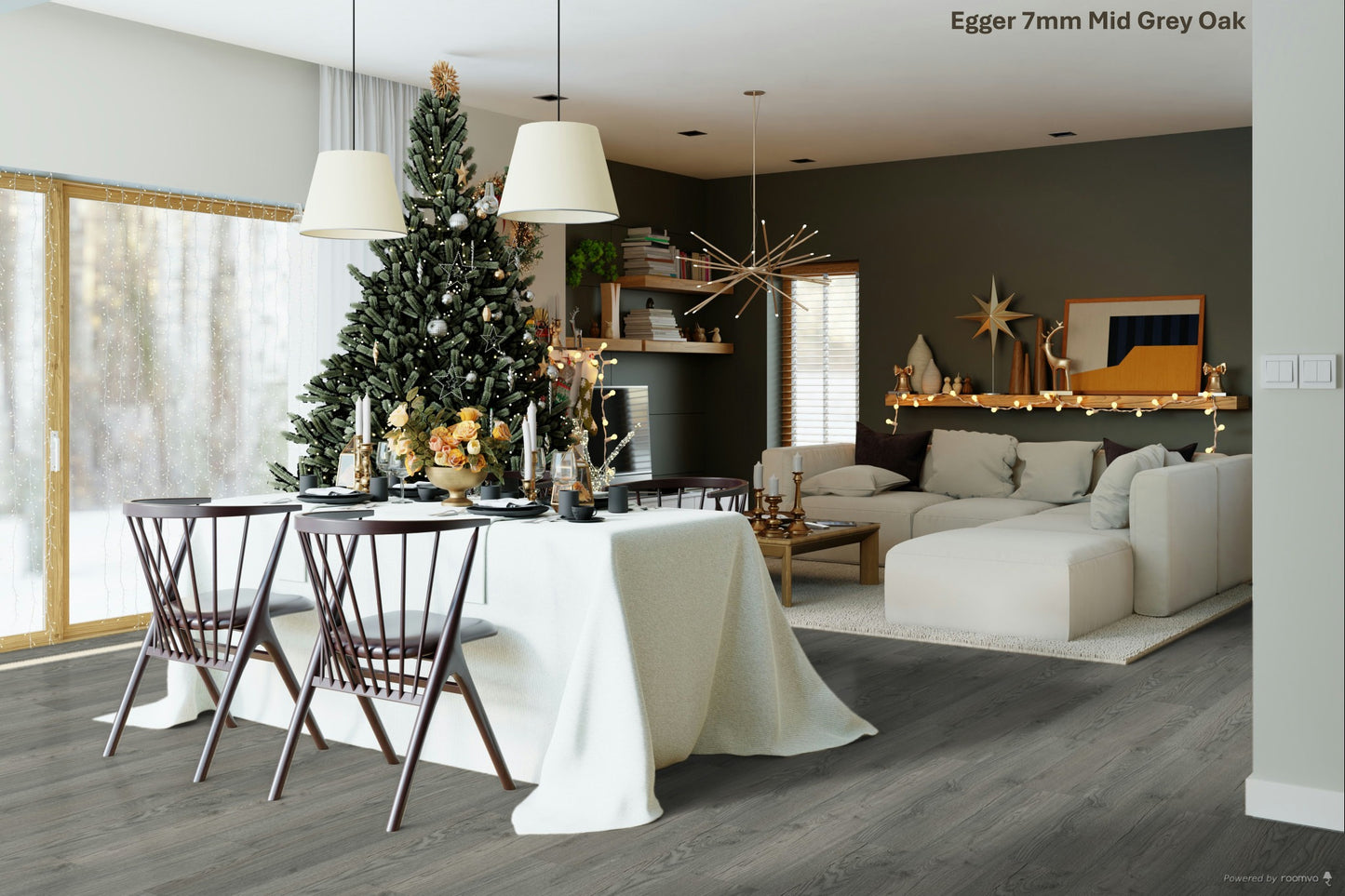 15 X PACKS (37.35M2) EGGER 7MM MID GREY OAK LAMINATE FLOORING 2.49M2/PACK RRP £1,000