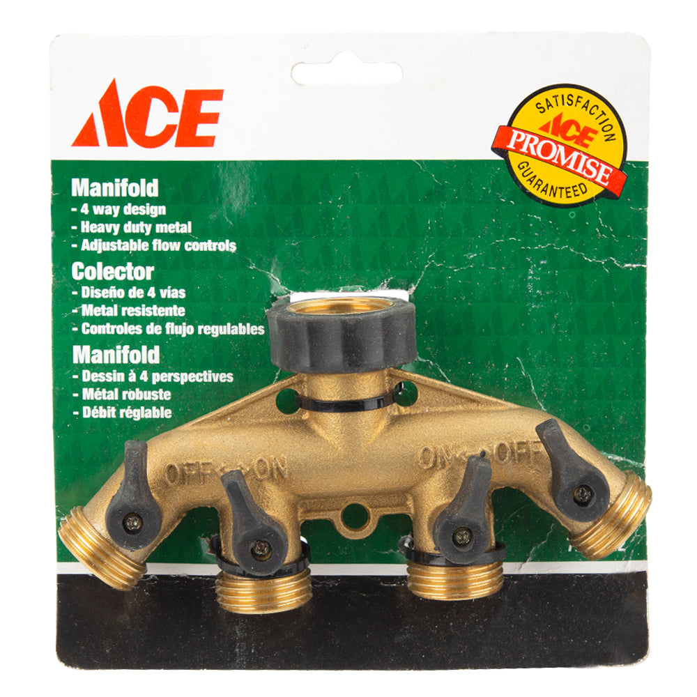 381X GARDEN 4 WAY SPLITTER BRASS WATER HOSE MANIFOLD
