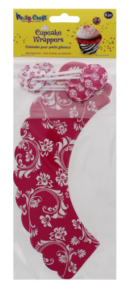 288 X PARTY CRAFT CUPCAKE WRAPPERS FLORAL SWIRL PINK