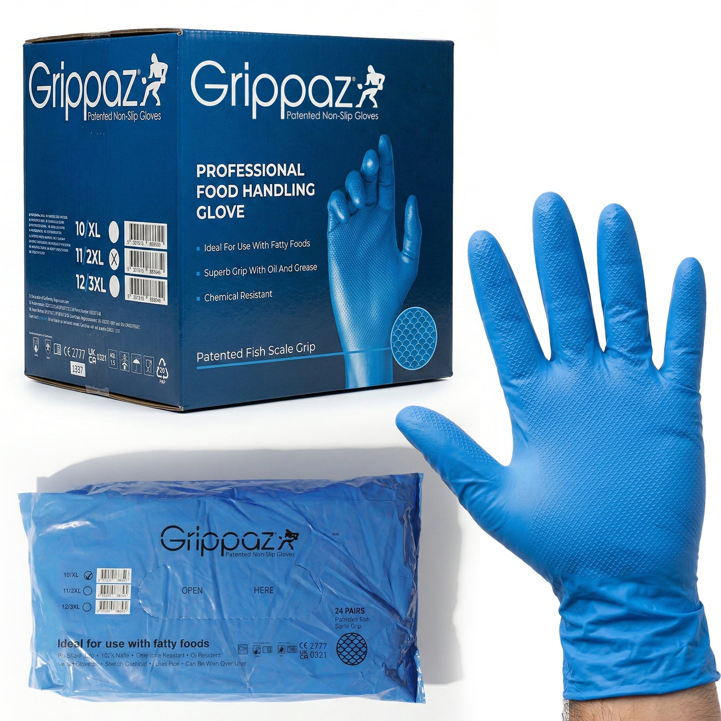 GRIPPAZ BLUE FOOD GLOVES 4XL 8ML 50 CASES