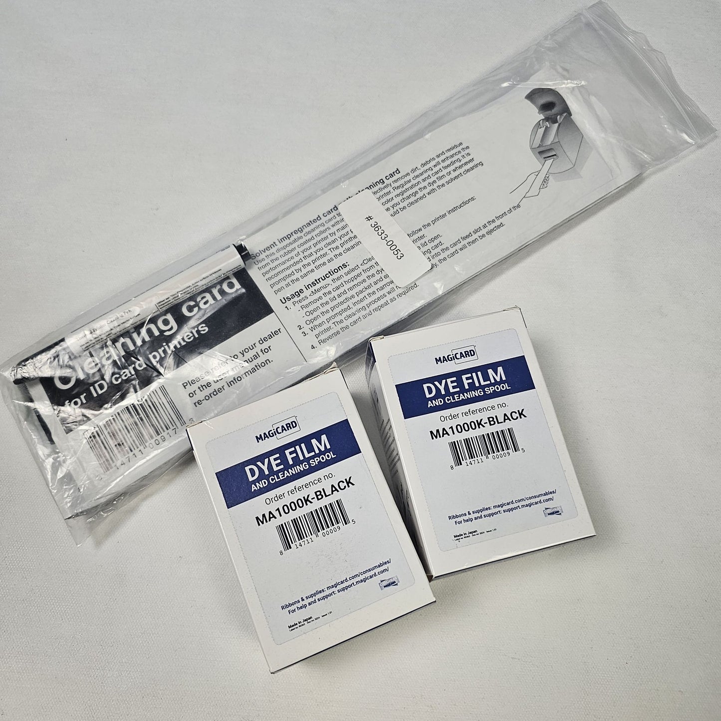 MAGICARD DYE FILM AND CLEANING SPOOL 2PCS + QUANTITY OF CLEANING CARD FOR ID CARD PRINTERS RRP £69