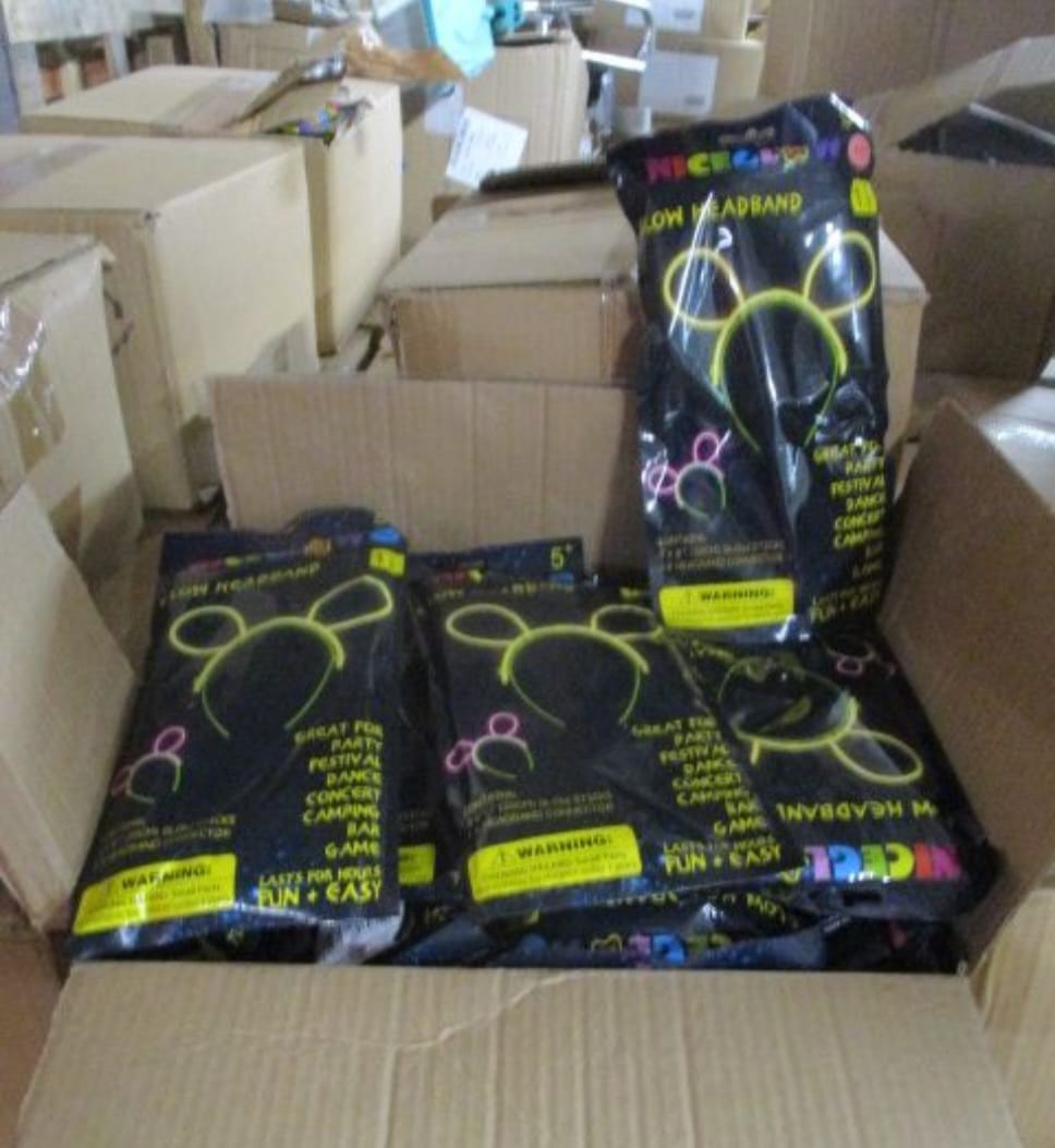 1 PALLET – 1000 X GLOW STICK HEADBAND KITS, ASSORTED COLOURS, BRAND NEW SEALED, PARTY STOCK