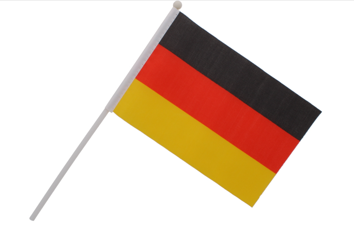 100 X GERMANY MINI FLAG W/POLE 21X14 CM
