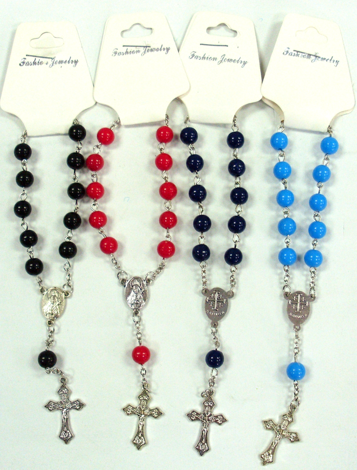 120 X ROSARY BRACELET BEADS SAINTS ASST