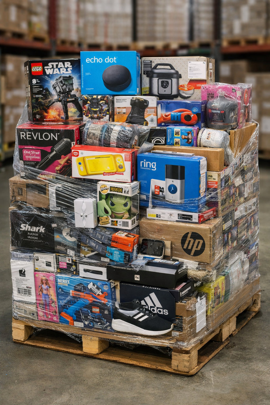 PALLET OF AMAZON MERCHANDISE MAINLY NEW STOCK MIXED WITH CUSTOMER RETURNS CHOSEN AT RANDOM