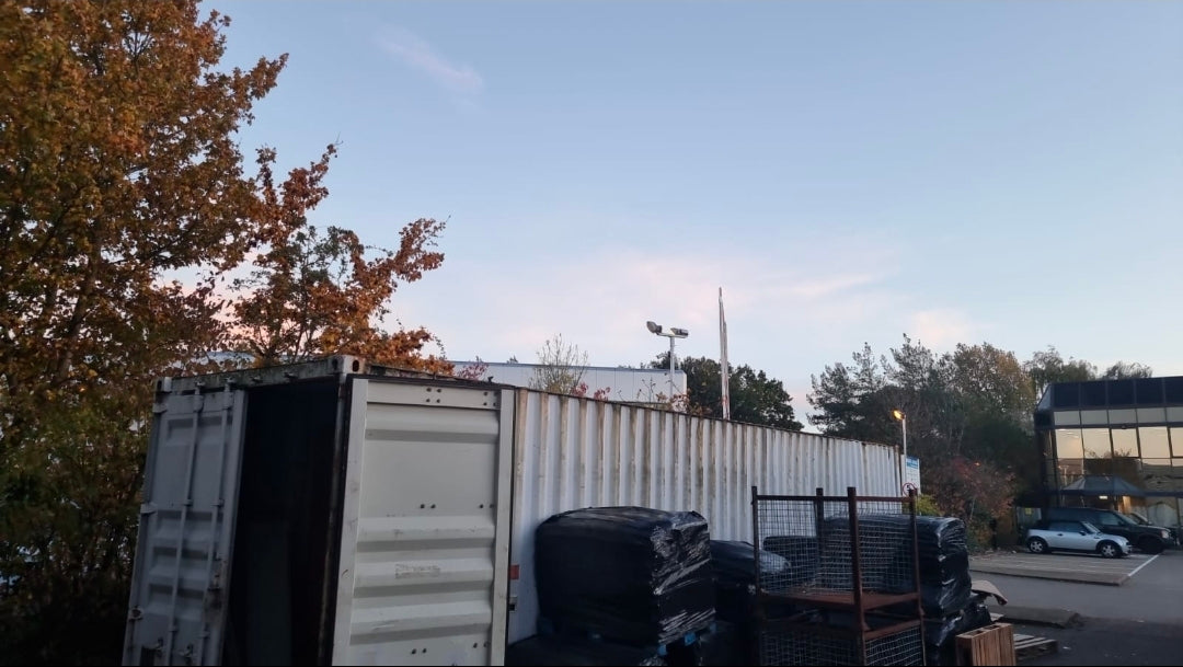 2 X 40FT CONTAINERS AND ALSO FOR FREE WAREHOUSE RACKING, BENCHES & FURNITURE–SOLD AS ONE LOT