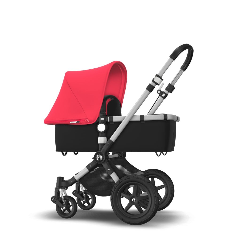 BUGABOO CAMELEON 3 PUSHCHAIR & CARRYCOT TRAVEL SYSTEM - BLACK/RED WITH FOOTMUFF