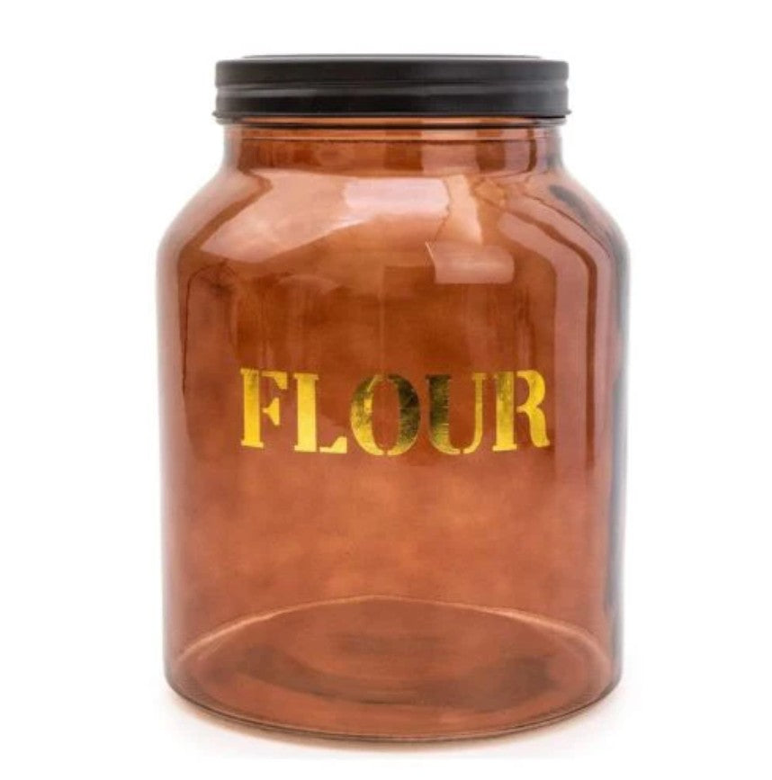 80 X NEW 21CM GLASS FLOUR JAR VINTAGE AMBER GOLD