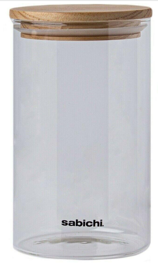 398X NEW SABICHI - 197511 - 1.2 LITRE WOOD & GLASS JAR
