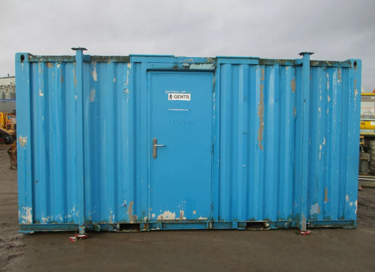 16FT SHIPPING CONTAINER TOILET BLOCK – 4 TOILETS, URINAL, AND SINKS