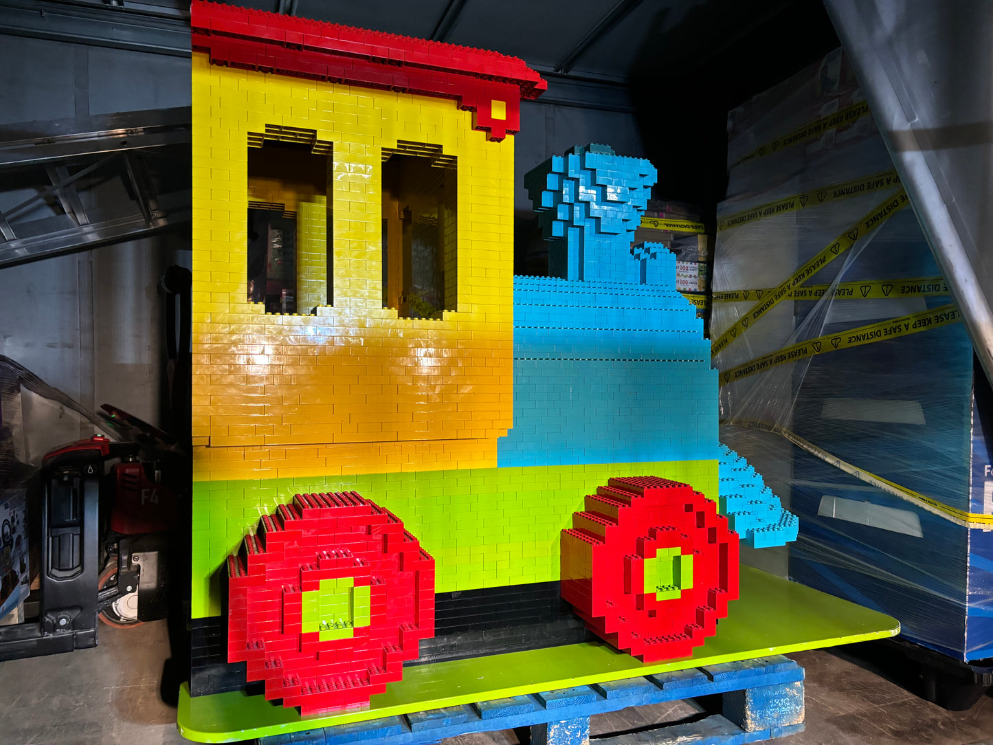 LEGO DUPLO TRAIN FULL SIZE - WEIGHS APPROX 520KG - COST TO MAKE £5500 - 180CM LONG X 105CM WIDE