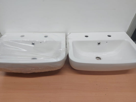 2 WHITE X CERAMIC BASIN WITH 2 TOP HOLES