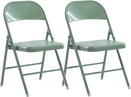 GREEN FOLDING CHAIR X 2 METAL GREEN NEW