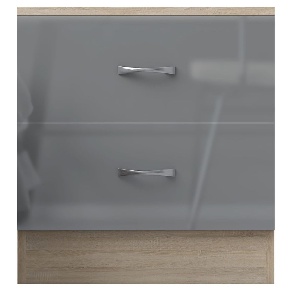 10 X CHEST AND 10 X BEDSIDE - BRAND NEW FLATPACKED GREY GLOSS ON SONOMA OAK