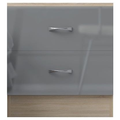 10 X CHEST AND 10 X BEDSIDE - BRAND NEW FLATPACKED GREY GLOSS ON SONOMA OAK